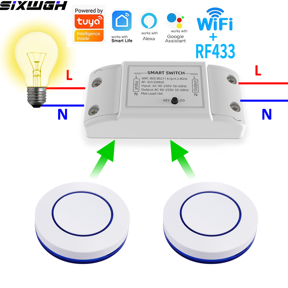 Smart Accessories - 16A WiFi Tuya スマートスイッチ ワイヤレスリモコンタイマースイッチ 互換性のあるスマートライフアプリ