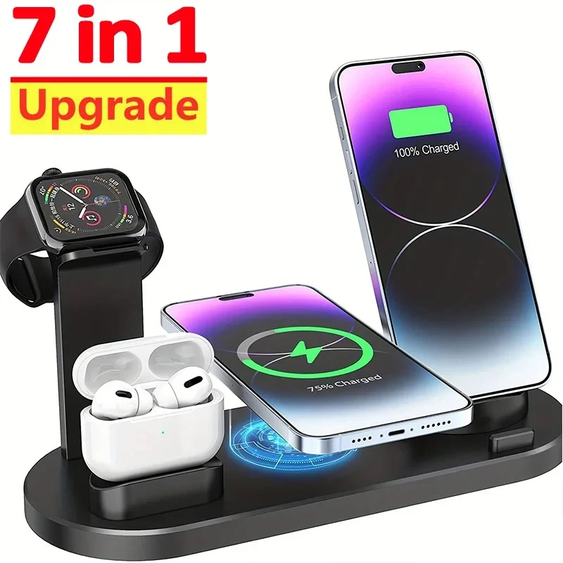 Smartwatch X12 - 7 で 1 ワイヤレス充電器スタンドパッド iPhone 15
