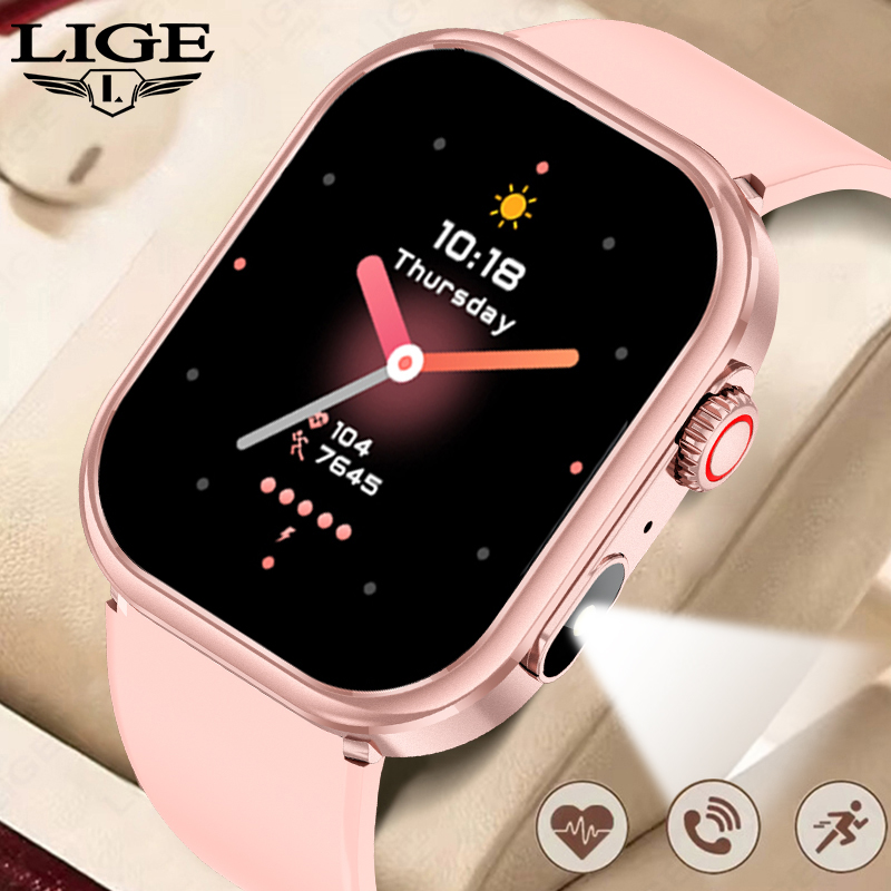 Smartwatch Custom - LIGE 女性用スマートウォッチ、アウトドアスポーツ、フィットネス、Bluetooth通話、防水、カスタムダイヤル、ブレスレット、心拍数モニター、スマートウォッチ、男性用。