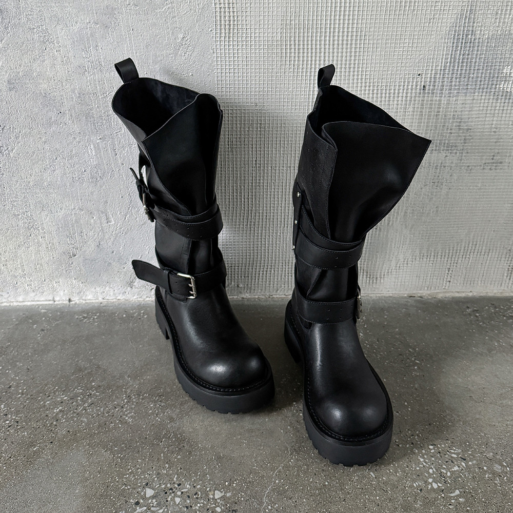 Aucegi 本革プラットフォームブロックヒール女性ベルトバ - Leather Classic Strap のレビューと価格