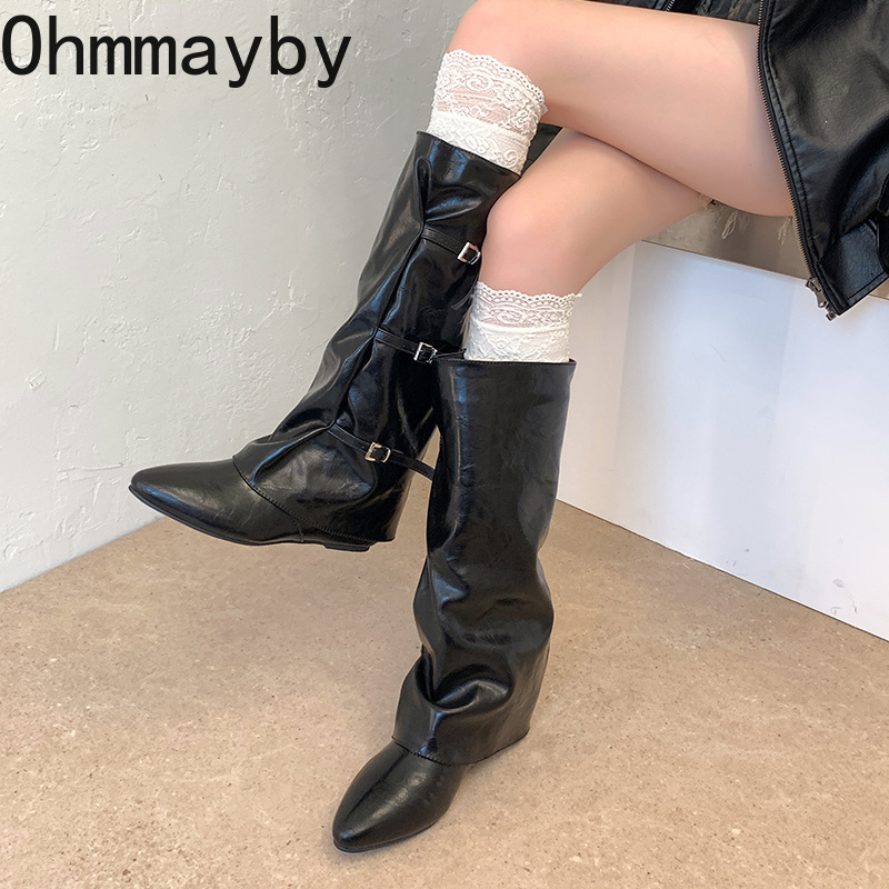 レディースレザーニーハイブーツ ポインテッドトゥ マルチバッ - Leather Classic Strap のレビューと価格